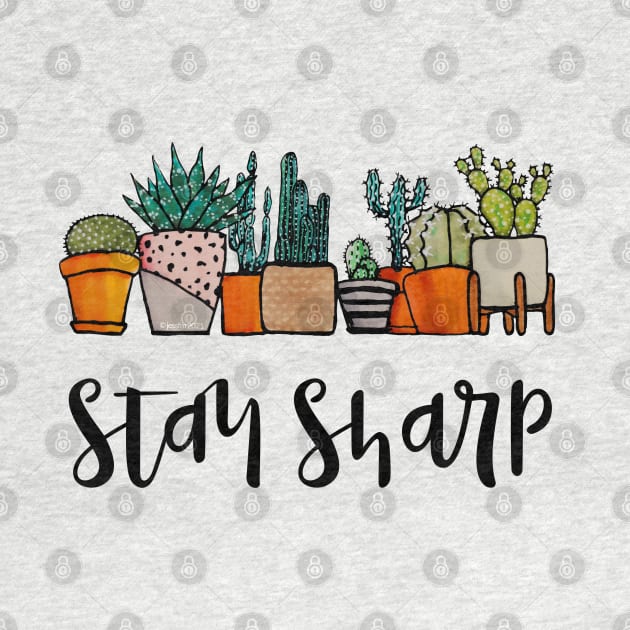 Watercolor Stay sharp Cactus pot by Jessfm